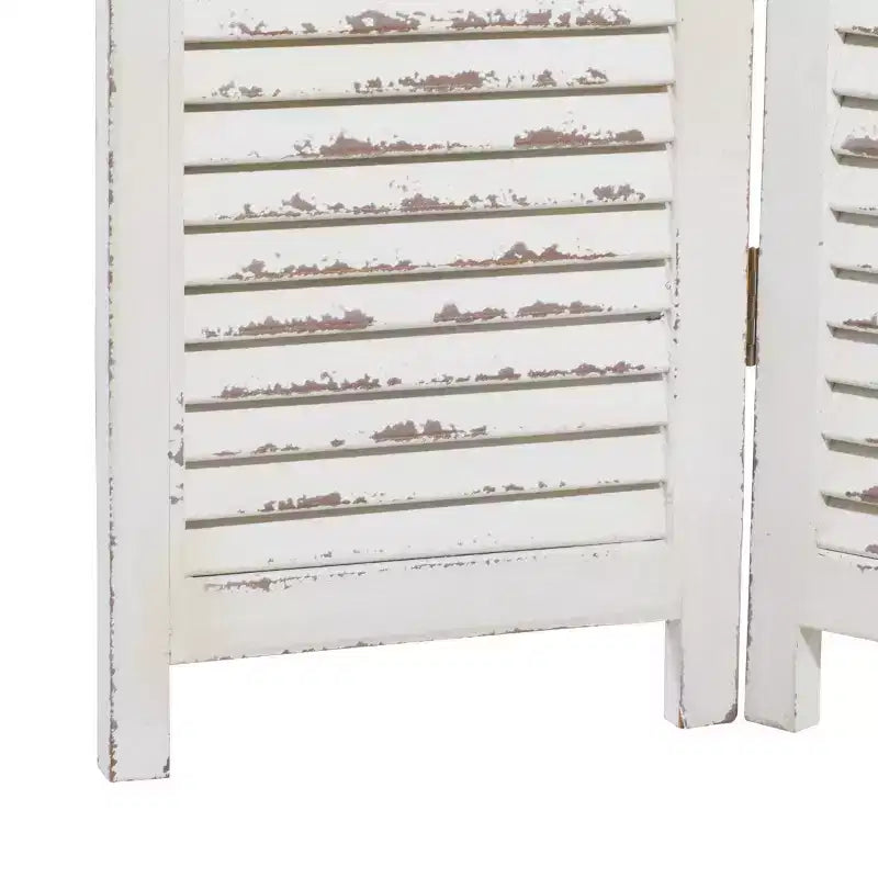 Paravento Divisorio in Legno Rustico Crema