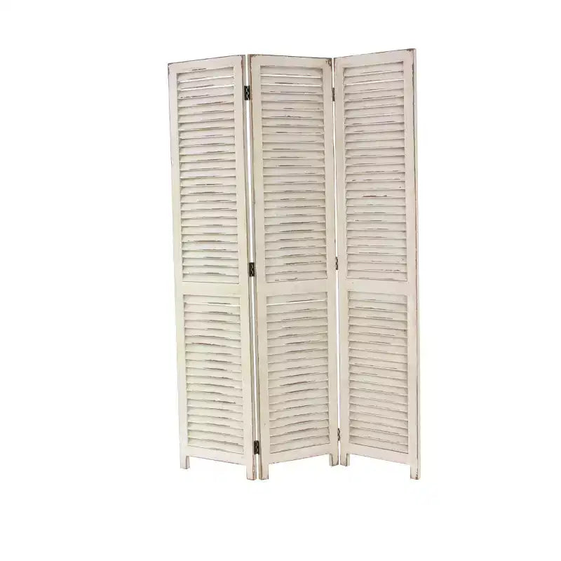 Paravento Divisorio in Legno Rustico Crema