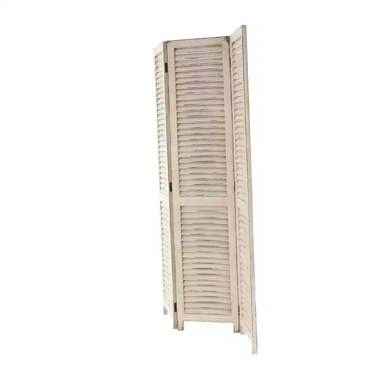 Paravento Divisorio in Legno Rustico Crema