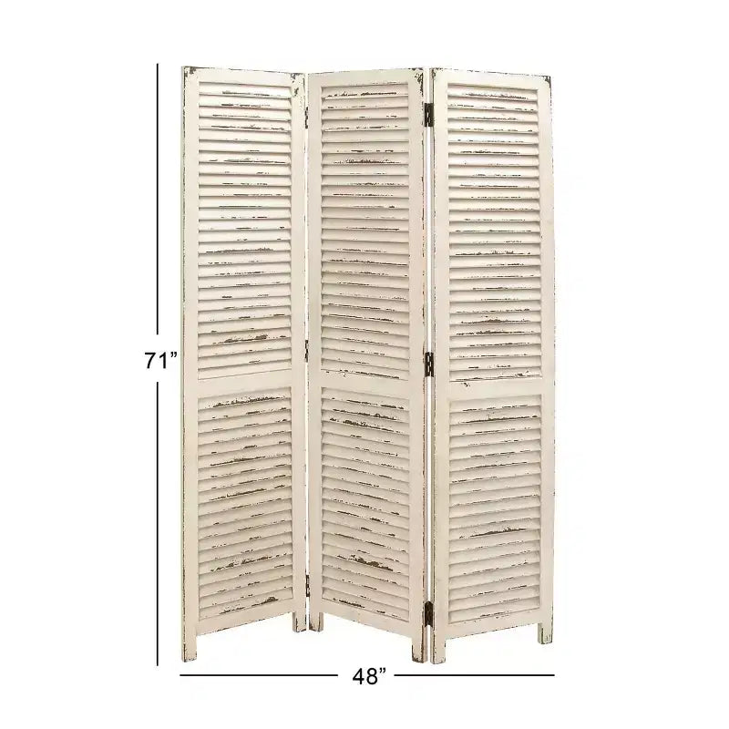 Paravento Divisorio in Legno Rustico Crema