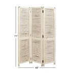 Paravento Divisorio in Legno Rustico Crema
