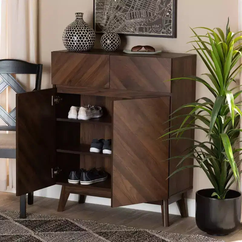 Hartman Scarpiera in Legno Noce Marrone, Mobile Contenitore per Ingresso, Contiene 12 Paia