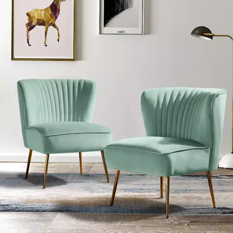 Sedia laterale Quentin Velvet Accent con seduta imbottita, confezione da 2