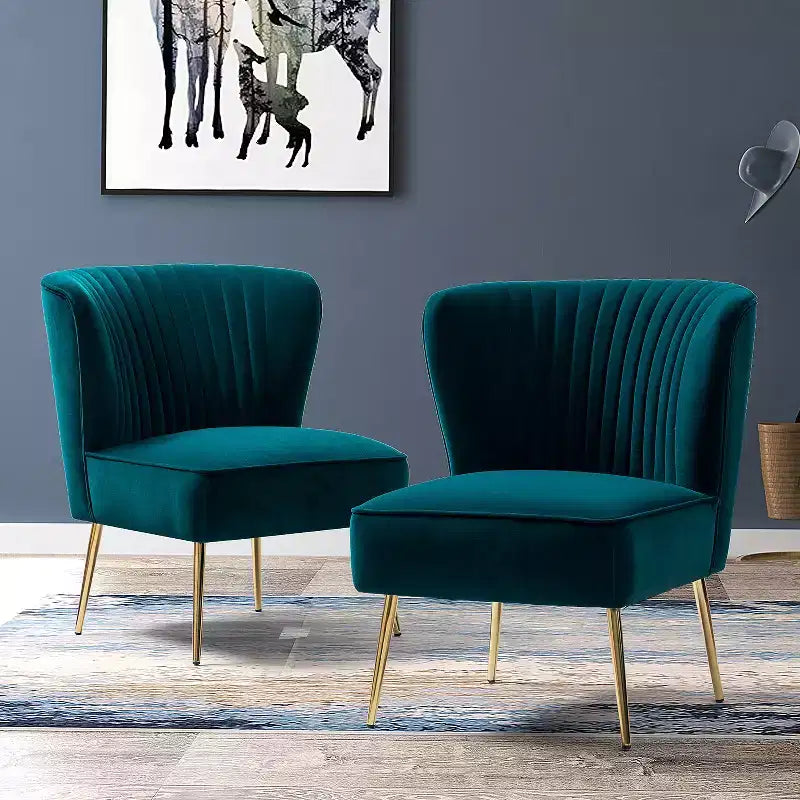 Sedia laterale Quentin Velvet Accent con seduta imbottita, confezione da 2