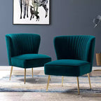 Sedia laterale Quentin Velvet Accent con seduta imbottita, confezione da 2