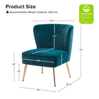 Sedia laterale Quentin Velvet Accent con seduta imbottita, confezione da 2