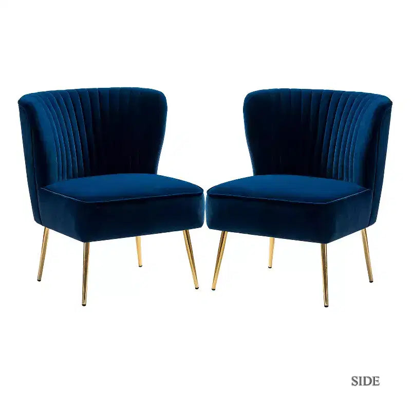 Sedia laterale Quentin Velvet Accent con seduta imbottita, confezione da 2