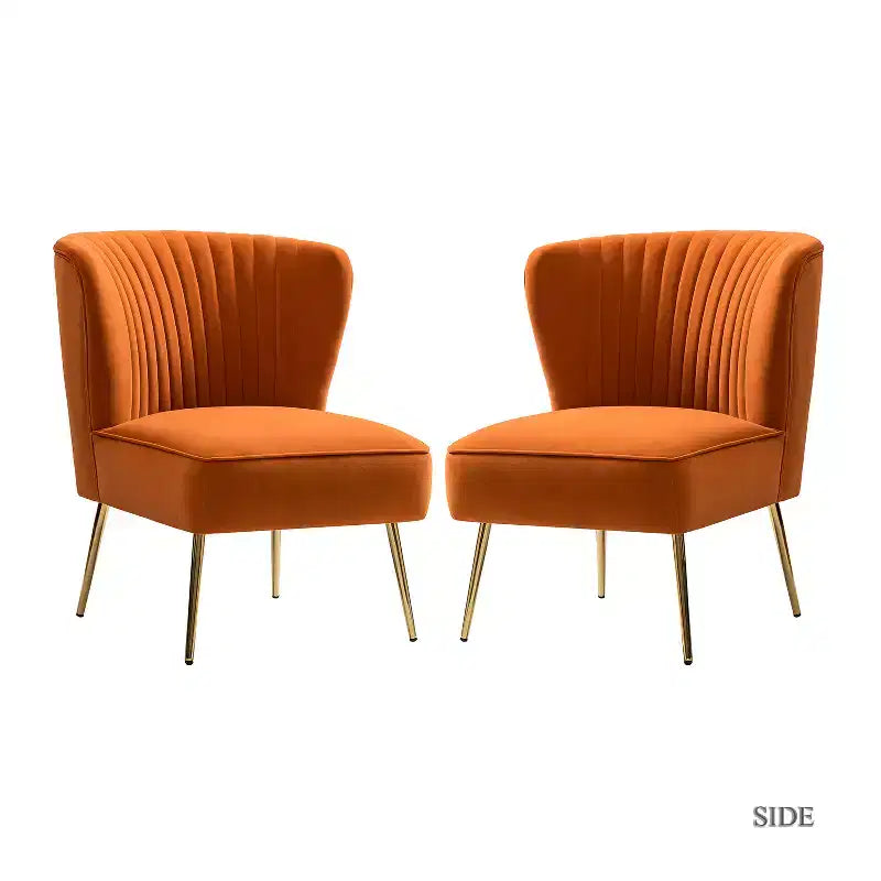 Sedia laterale Quentin Velvet Accent con seduta imbottita, confezione da 2