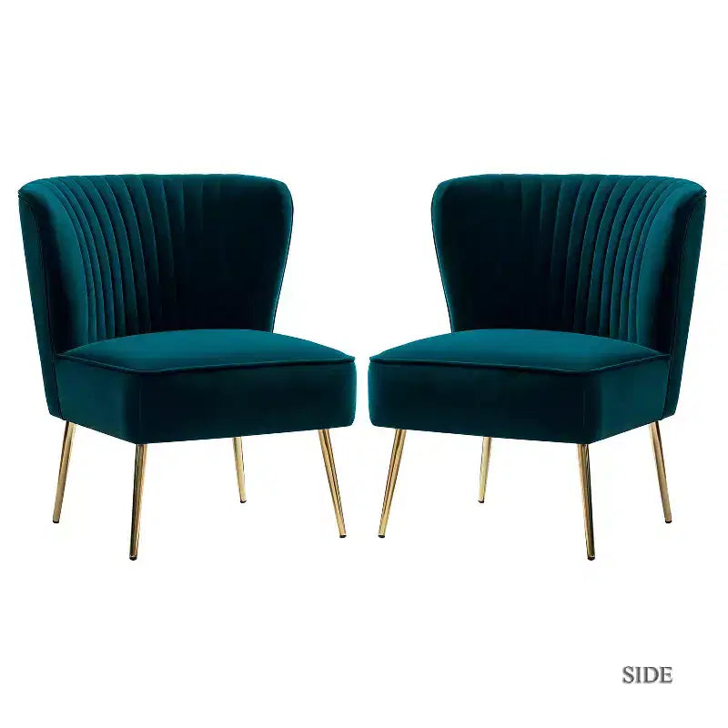 Sedia laterale Quentin Velvet Accent con seduta imbottita, confezione da 2