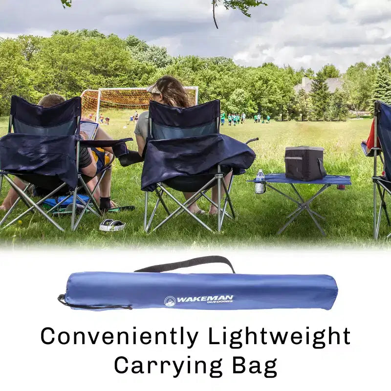 Tavolo Pieghevole da Campeggio per Esterni con 2 Portabicchieri e Borsa per il Trasporto - Per Campeggio, Escursioni, Spiaggia, Picnic o Eventi Sportivi (Blu)