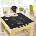 Tavolo e sedie per bambini con contenitori Lavagna Lavagna magnetica Disegno GrigioNatura