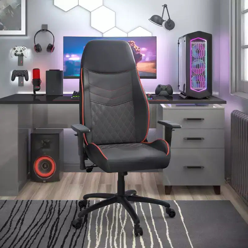 Sedia Gaming Ansar in Ecopelle con Cuciture a Rombo