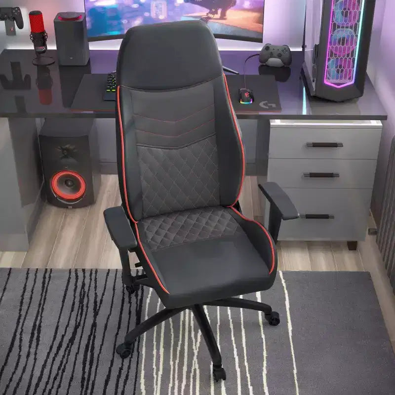 Sedia Gaming Ansar in Ecopelle con Cuciture a Rombo