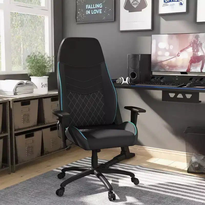 Sedia Gaming Ansar in Ecopelle con Cuciture a Rombo