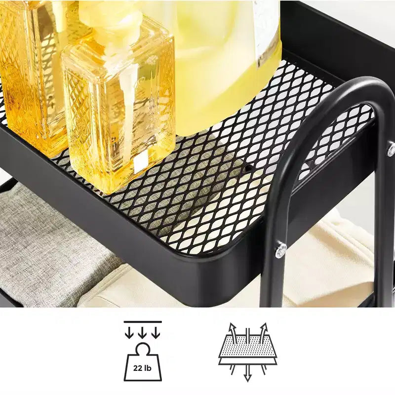 Carrello avvolgibile a 3 livelli, carrello portaoggetti in metallo, carrello da cucina con 2 freni e maniglie, carrello multiuso, facile montaggio