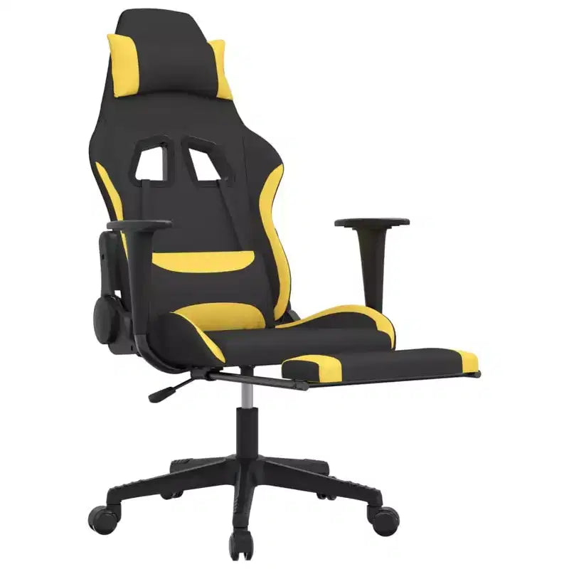 Sedia Gaming con Poggiapiedi, Nero e Giallo, Tessuto