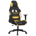 Sedia Gaming con Poggiapiedi, Nero e Giallo, Tessuto