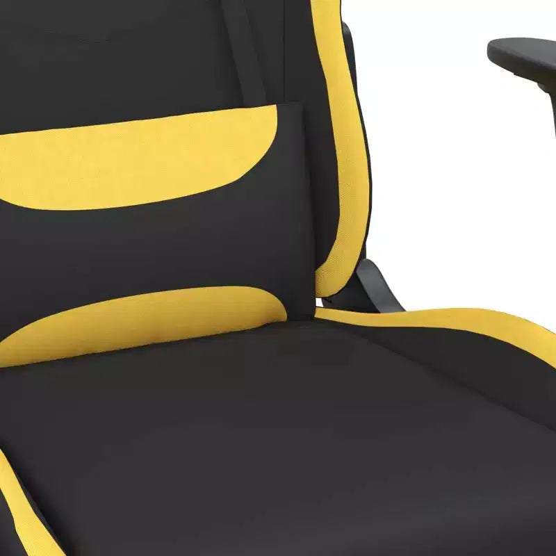 Sedia Gaming con Poggiapiedi, Nero e Giallo, Tessuto