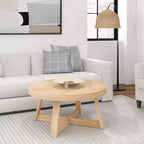 Plank+Beam Classic Solid Wood Round Coffee Table, 36 Farmhouse Table for Living Room