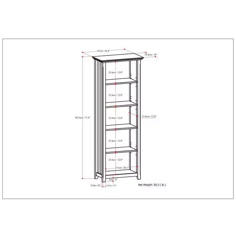 Libreria "Normandy" a 5 ripiani da 183 cm
