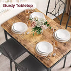 Set Tavolo da Pranzo 4 Pezzi Tavolo da Pranzo in Legno con 4 Sedie, Tavolo Rettangolare da Cucina per Piccoli Spazi, Appartamento, Marrone Retrò