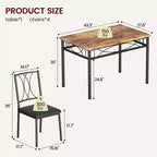 Set Tavolo da Pranzo 4 Pezzi Tavolo da Pranzo in Legno con 4 Sedie, Tavolo Rettangolare da Cucina per Piccoli Spazi, Appartamento, Marrone Retrò