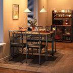 Set Tavolo da Pranzo 4 Pezzi Tavolo da Pranzo in Legno con 4 Sedie, Tavolo Rettangolare da Cucina per Piccoli Spazi, Appartamento, Marrone Retrò